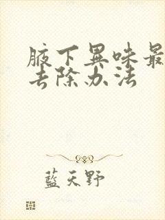 腋下异味最好的去除办法封面