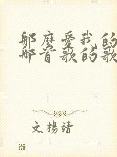那么爱我的你是哪首歌的歌词封面
