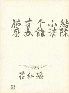 肺有个小结节怎么办能消除吗