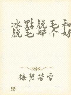 冰点脱毛和激光脱毛哪个好