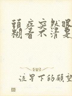 头疼突然眼睛模糊看不清是怎么回事儿