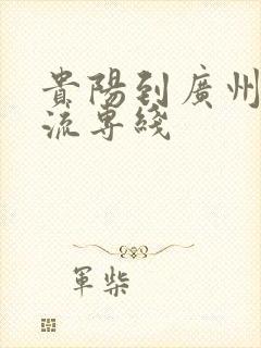 贵阳到广州的物流专线