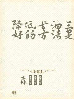 降低甘油三酯最好的方法是