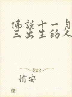 佛说十一月二十三出生的人封面