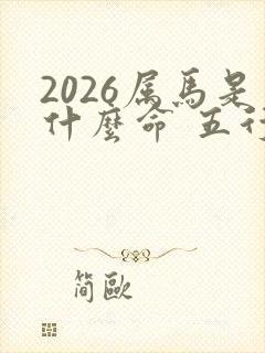 2026属马是什么命 五行属什么