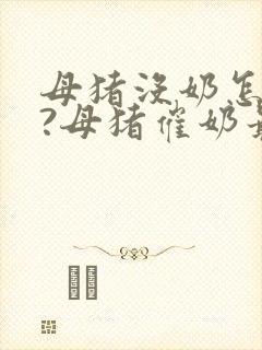 母猪没奶怎么办?母猪催奶最快方法
