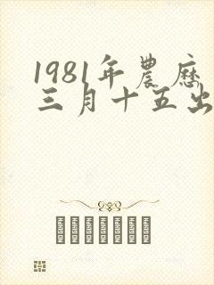 1981年农历三月十五出生的命运