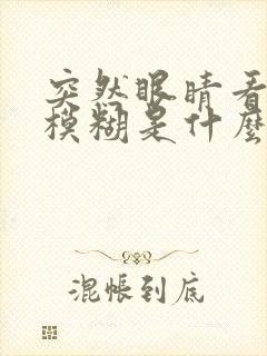 突然眼睛看东西模糊是什么原因