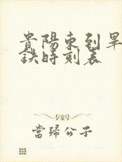 贵阳东到毕节高铁时刻表