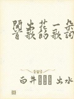 开出花一朵是哪首歌的歌词封面