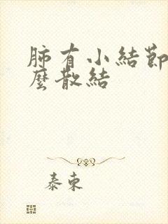 肺有小结节吃什么散结