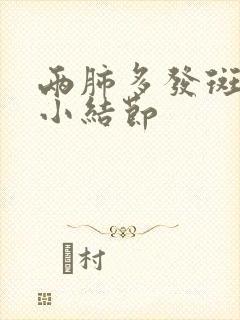 两肺多发斑点微小结节封面