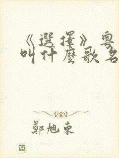 《选择》粤语版叫什么歌名