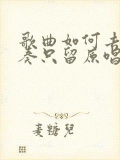 歌曲如何去掉伴奏只留原唱封面