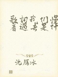 歌词我们慢慢说着过去是什么歌