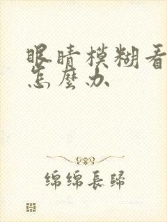 眼睛模糊看不清怎么办封面
