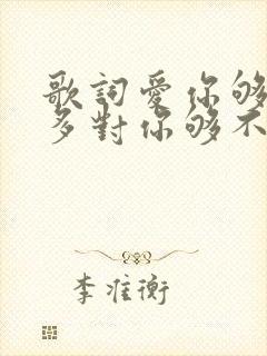 歌词爱你够不够多对你够不够好是什么歌