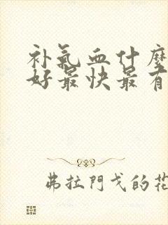 补气血什么汤最好最快最有效