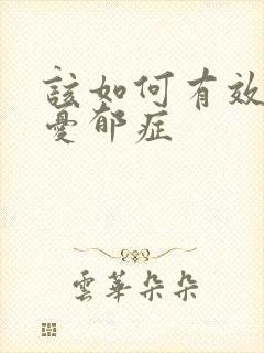 该如何有效治疗忧郁症封面