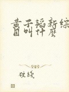 黄子韬新综艺节目叫什么封面
