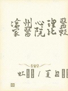 沧州心理医生哪家医院比较好一点