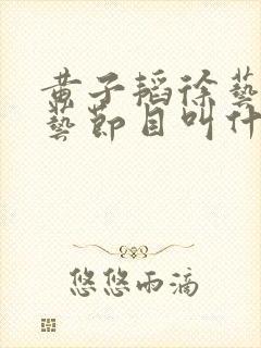 黄子韬徐艺洋综艺节目叫什么