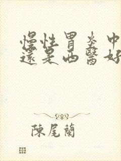 慢性胃炎中医好还是西医好