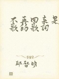 不再回来是哪首歌的歌词