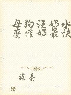 母狗没奶水吃什么催奶最快呢