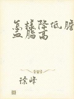 怎样降低胆固醇血脂高