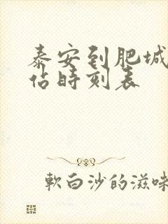 泰安到肥城汽车站时刻表