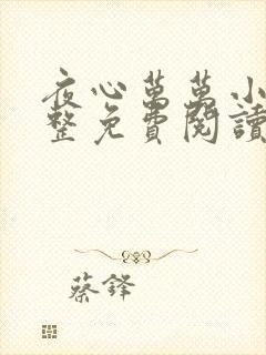 夜心万万小说完整免费阅读全文