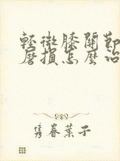 轻微膝关节软骨磨损怎么治