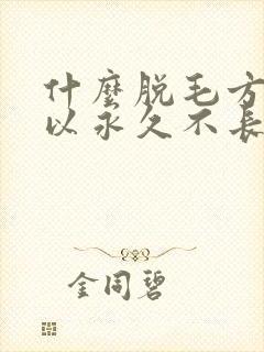 什么脱毛方法可以永久不长