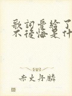 歌词爱给了你我不后悔是什么歌