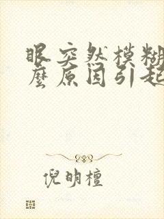 眼突然模糊是什么原因引起的