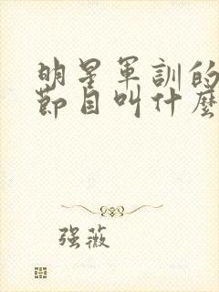 明星军训的综艺节目叫什么