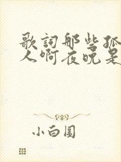 歌词那些孤独的人啊夜晚是否还回家是什么歌