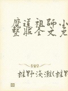 魔道祖师小说完整版全文免费阅读下载