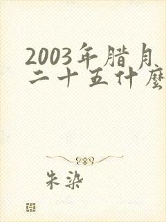 2003年腊月二十五什么命