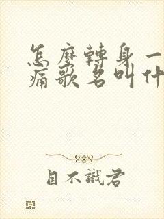 怎么转身一阵心痛歌名叫什么
