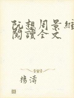 阮想周景维免费阅读全文封面
