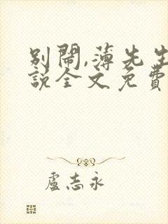 别闹,薄先生小说全文免费阅读