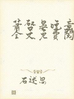 萧启晏晚意小说全文免费阅读