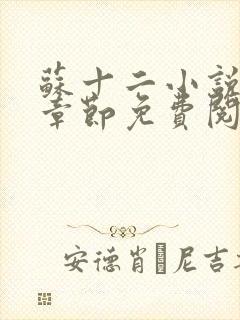 苏十二小说最新章节免费阅读全文