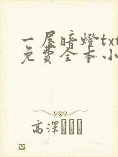 一屋暗灯txt免费全本小说电子书