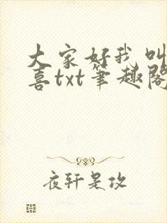大家好我叫林小喜txt笔趣阁封面
