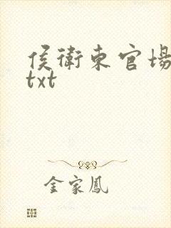 侯卫东官场笔记txt