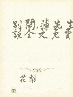别闹,薄先生小说全文免费阅读