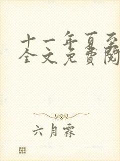 十一年夏至小说全文免费阅读封面